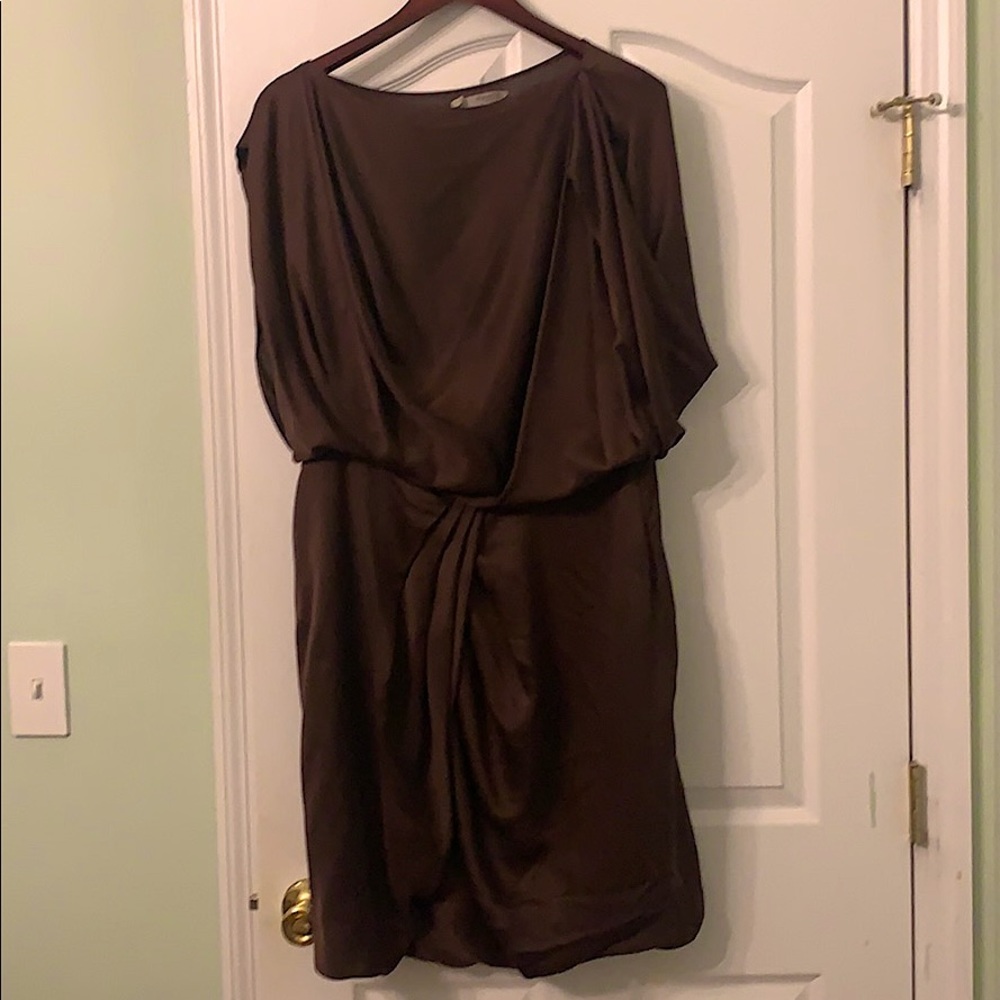 PORTS 1961 Silk Draped Cocktail Dress in Plum